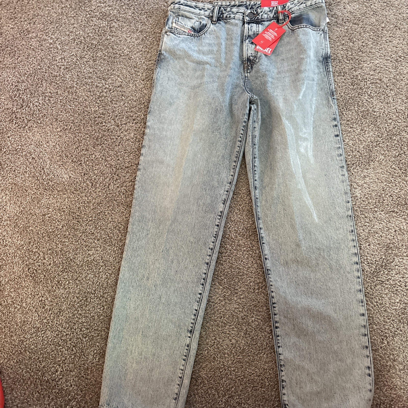 Diesel D-Rekiv 1955 Vintage Light Wash Jeans Straight Fit Denim W38 $395