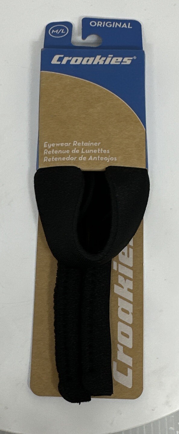 Croakies M/L Eyewear Retainer Black Sunglasses Strap Fits Large Frames Washable