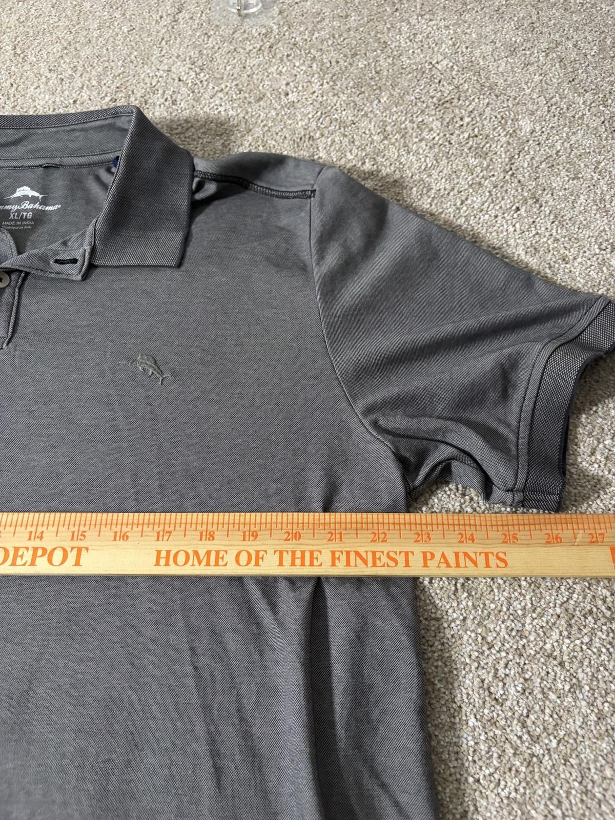 Tommy Bahama Polo Shirt Mens XL Gray Tagless Marlin Logo Cotton Blend Knit