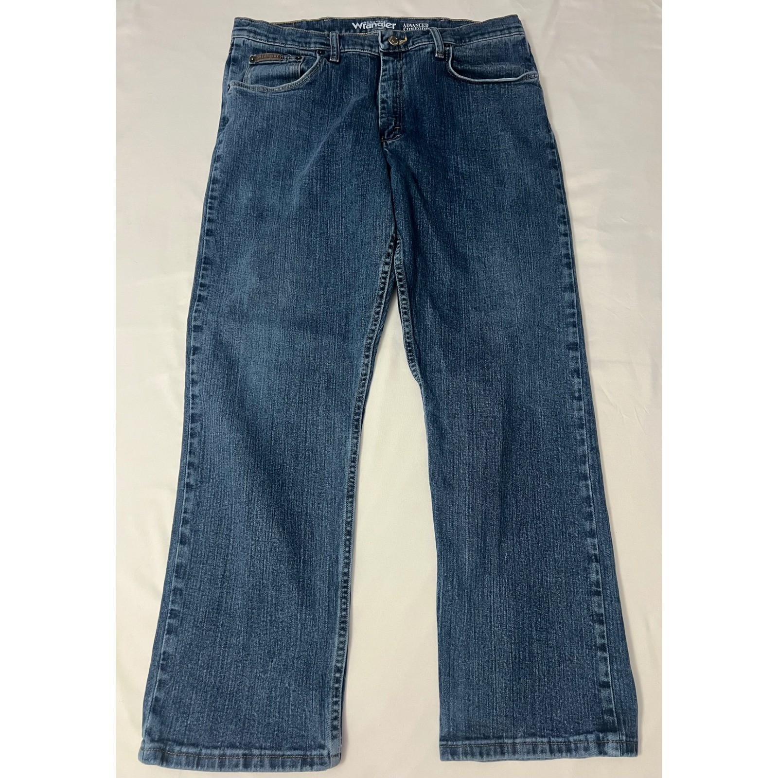 Wrangler Advanced Comfort Jeans Men’s 34×29 Blue Relaxed Straight Stretch Denim