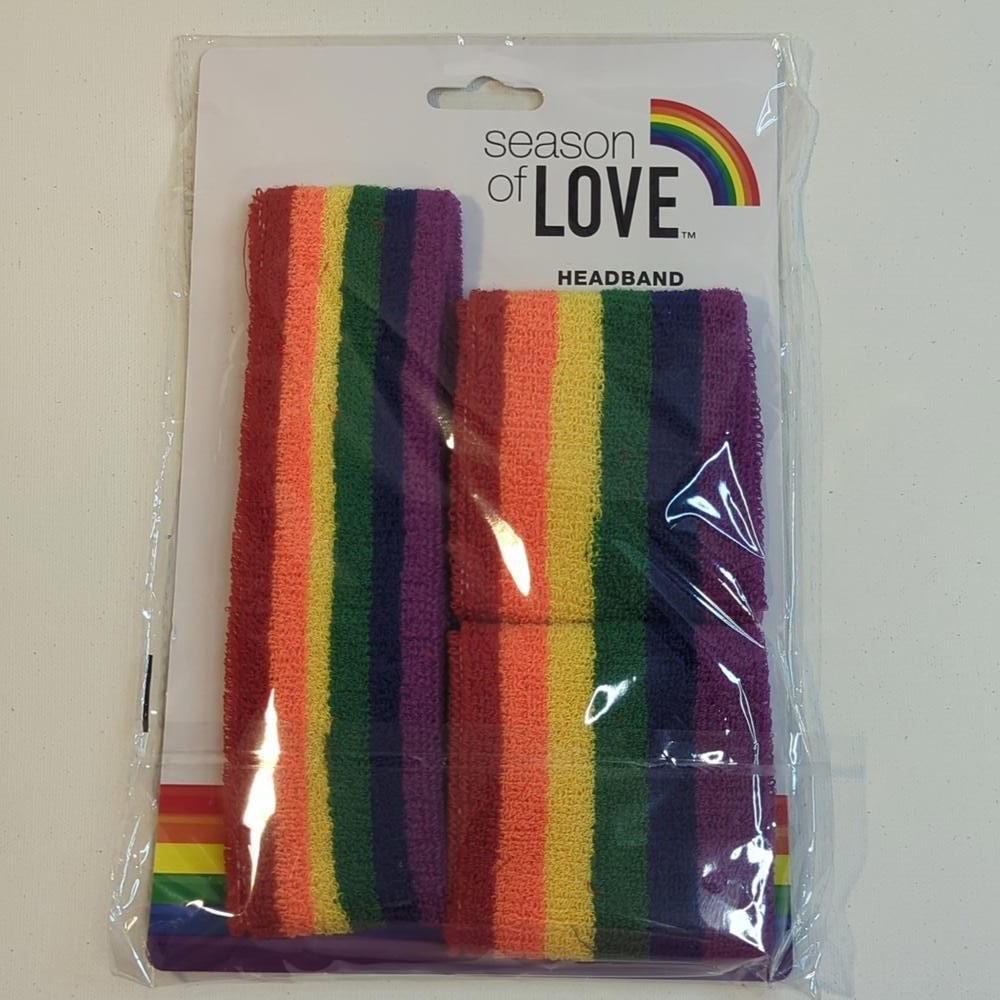 Season of Love Gay Pride Rainbow Sweatband Set NWT