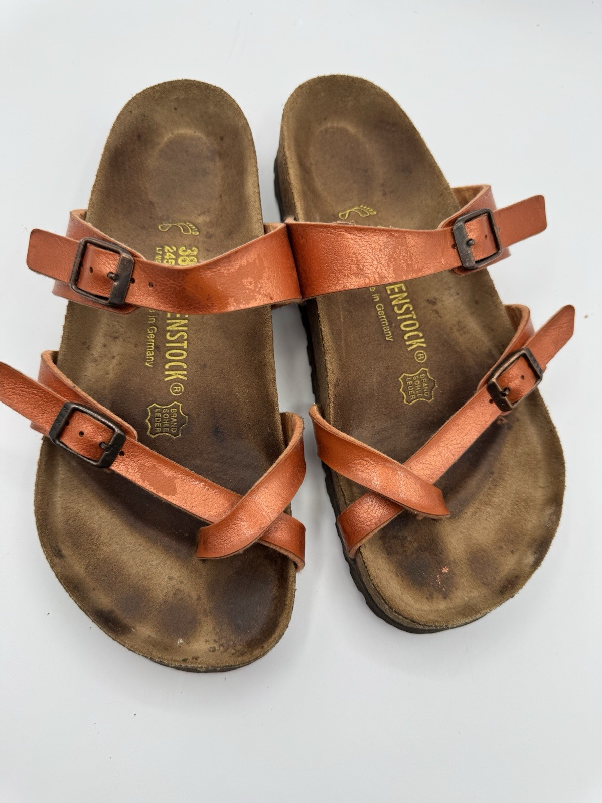 Birkenstock Mayari Copper Sandals EU 38 Regular Wide Germany Leather
