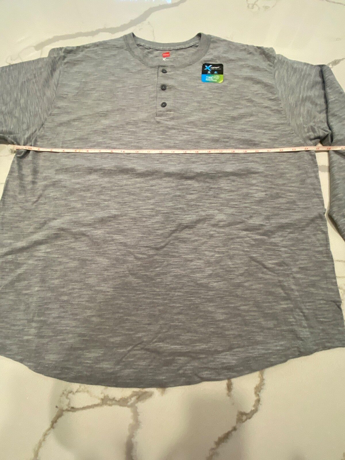 NHanes Men’s X-Temp W/Fresh Iq Long Sleeve Henley, Dada Grey, XX-Large