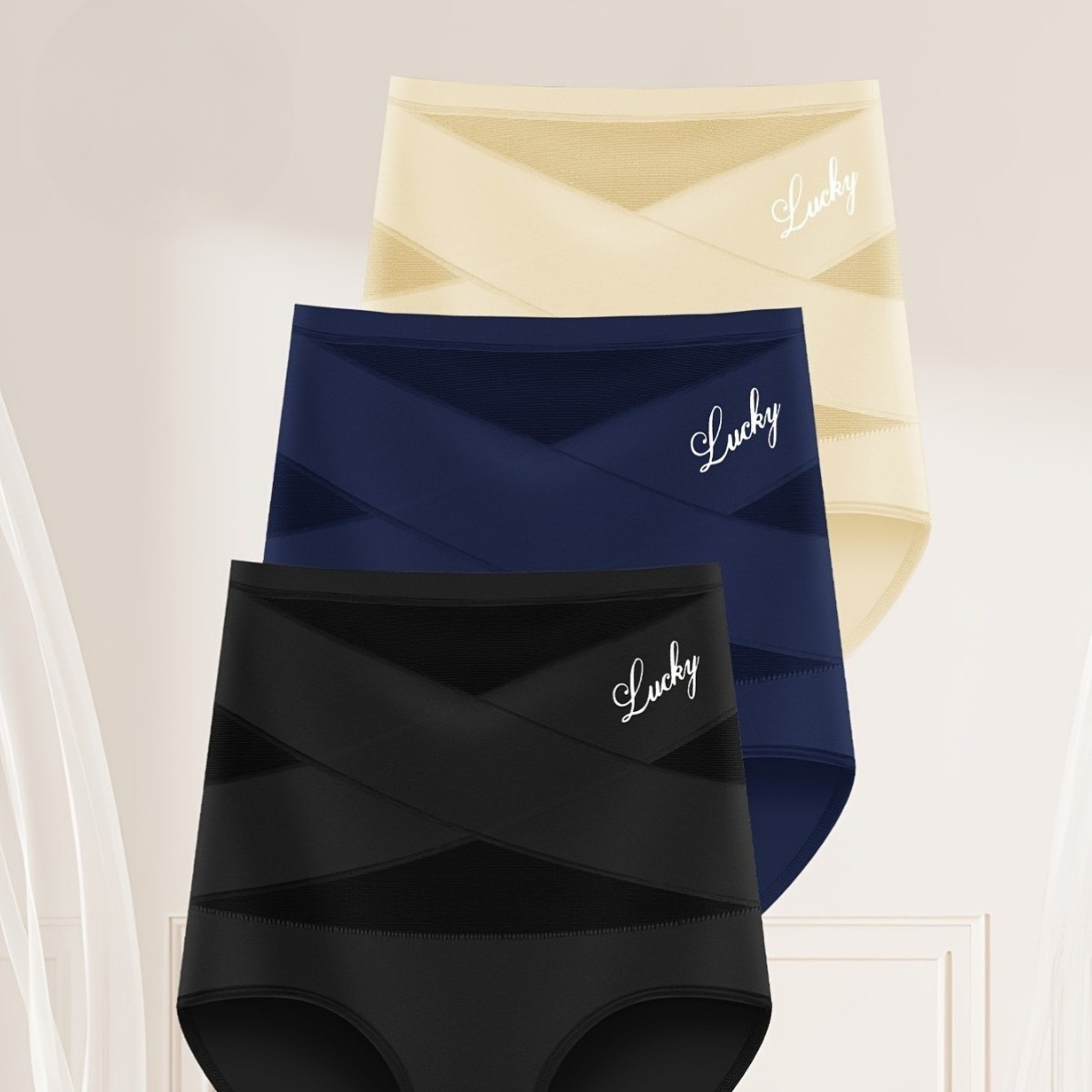 1 Pack High Waist Tummy Control Panties Shaping Cross Strap Briefs Women