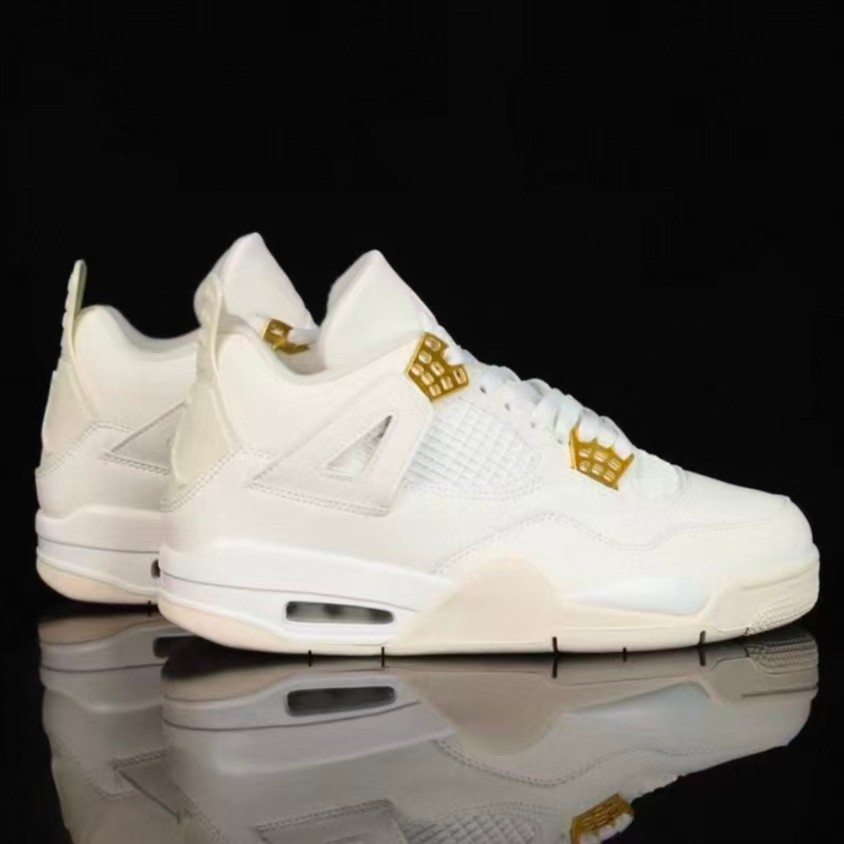 US Jordan 4 “Metallic Gold” Retro Mid-Top Basketball Shoes