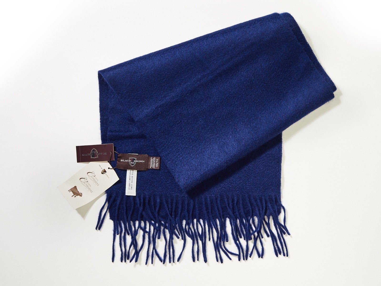 BLACK BROWN 1826 Mens Scarf 100% Cashmere Wool Winter NAVY BLUE NWT NEW