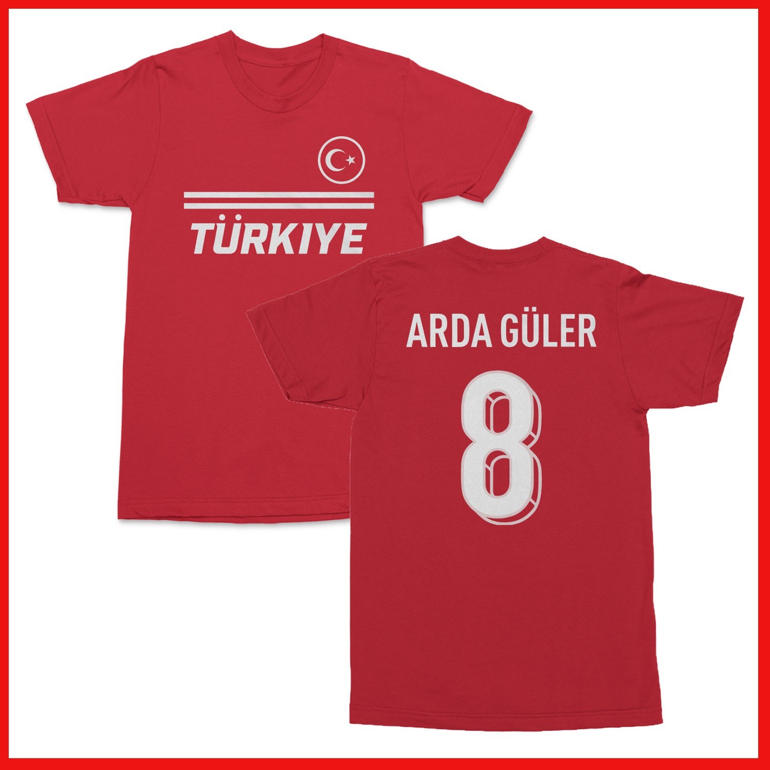 HOT Turkiye Soccer Fans Arda Gu:ler 8 Jersey Style Unisex T-Shirt Print Gildan