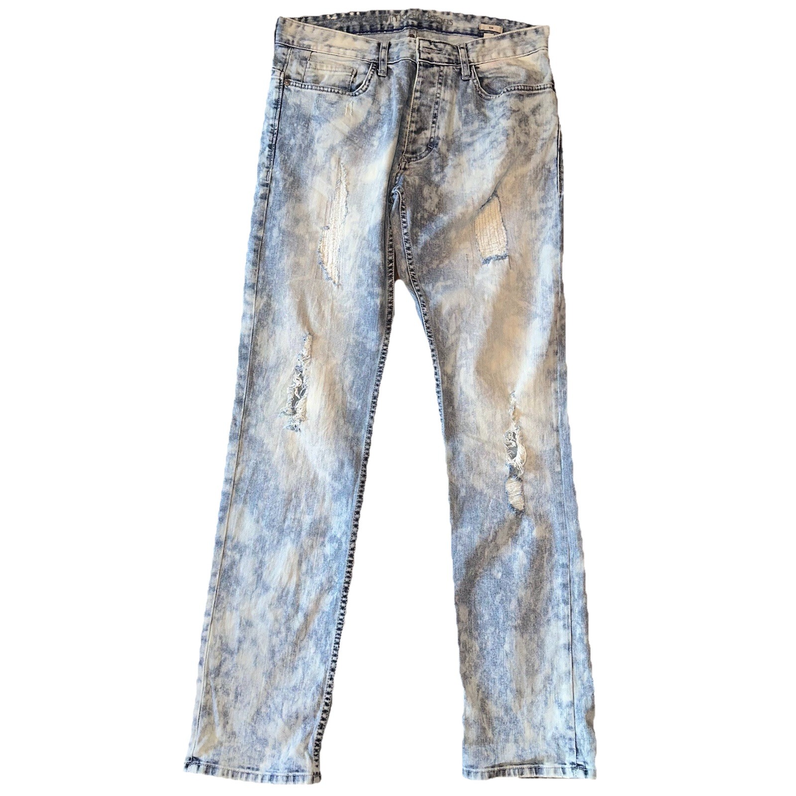 CALVIN KLEIN Slim Fit- Men’s 32×32 Jeans Acid Splatter Distress Button Fly EUC