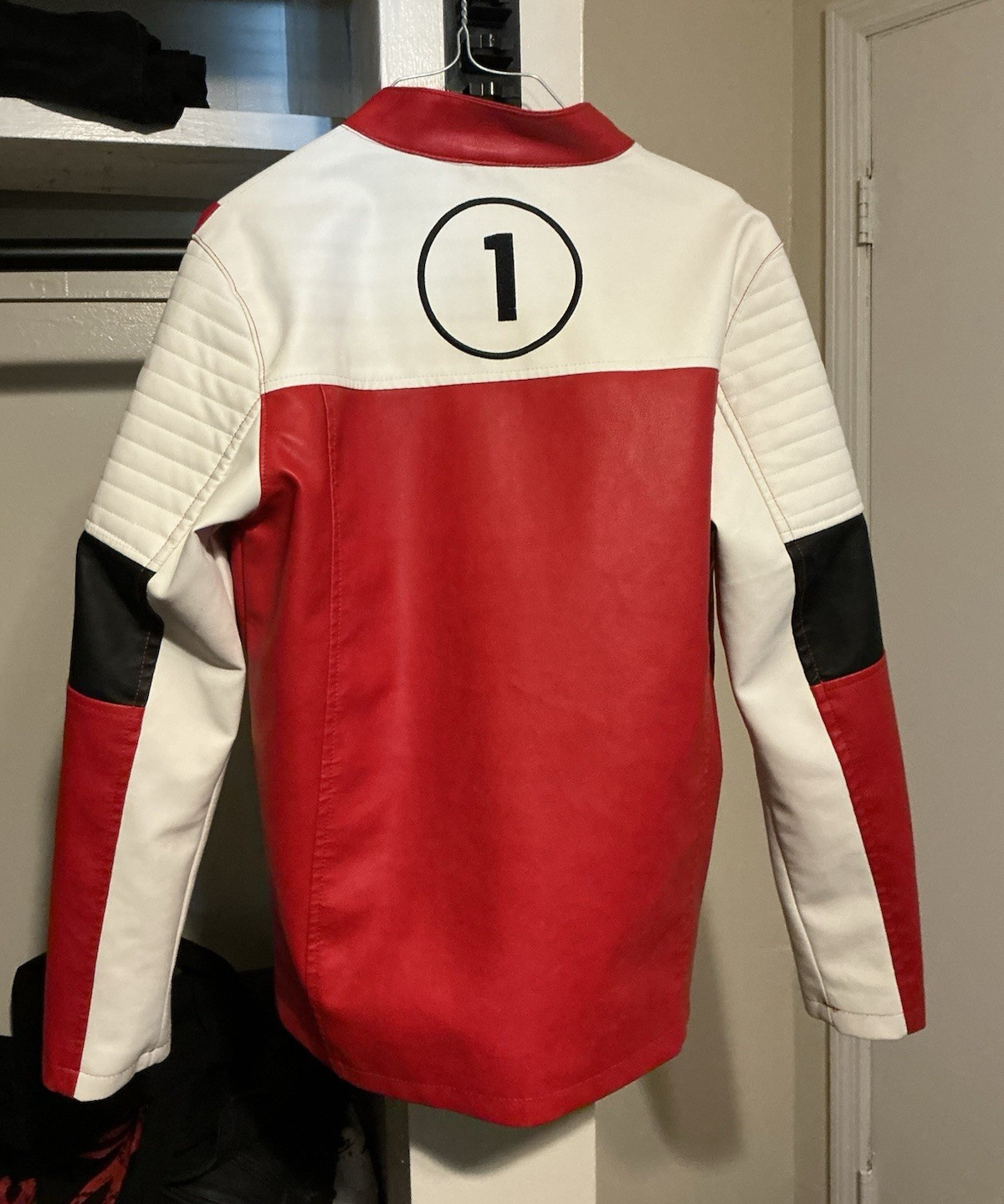 Men’s S Varsity Faux Leather Racing/Movie Jacket Lot 2 Full Zip Snap Stand