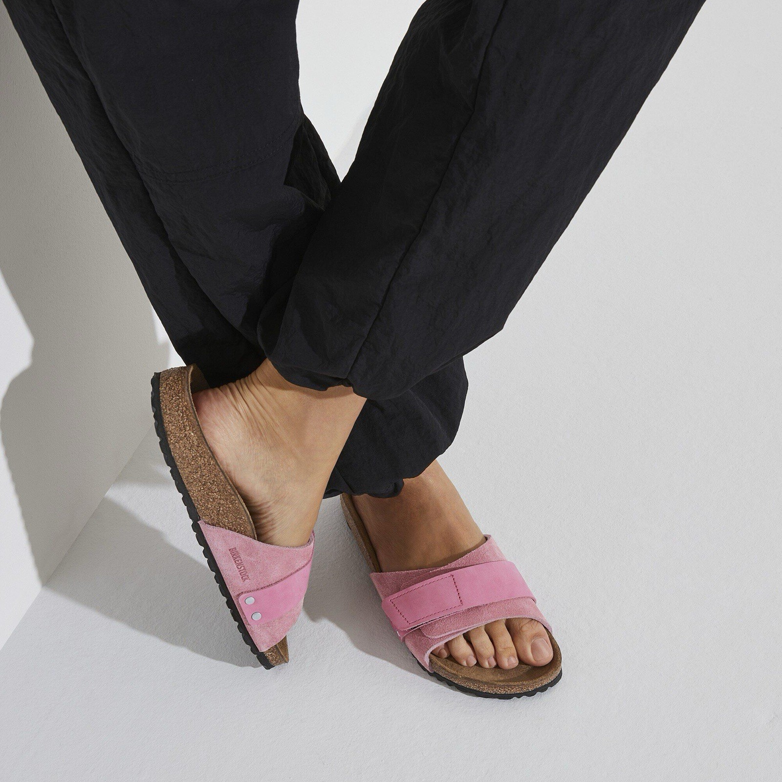 Birkenstock Oita Suede Leather Candy Pink Slide Sandals Adjustable Strap US 6