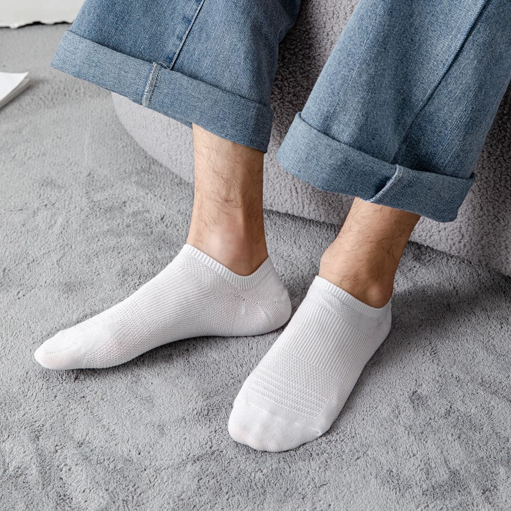 5 Pairs Men Cotton Short Tube Low Cut Boat Socks Breathable Thin Stretch Socks