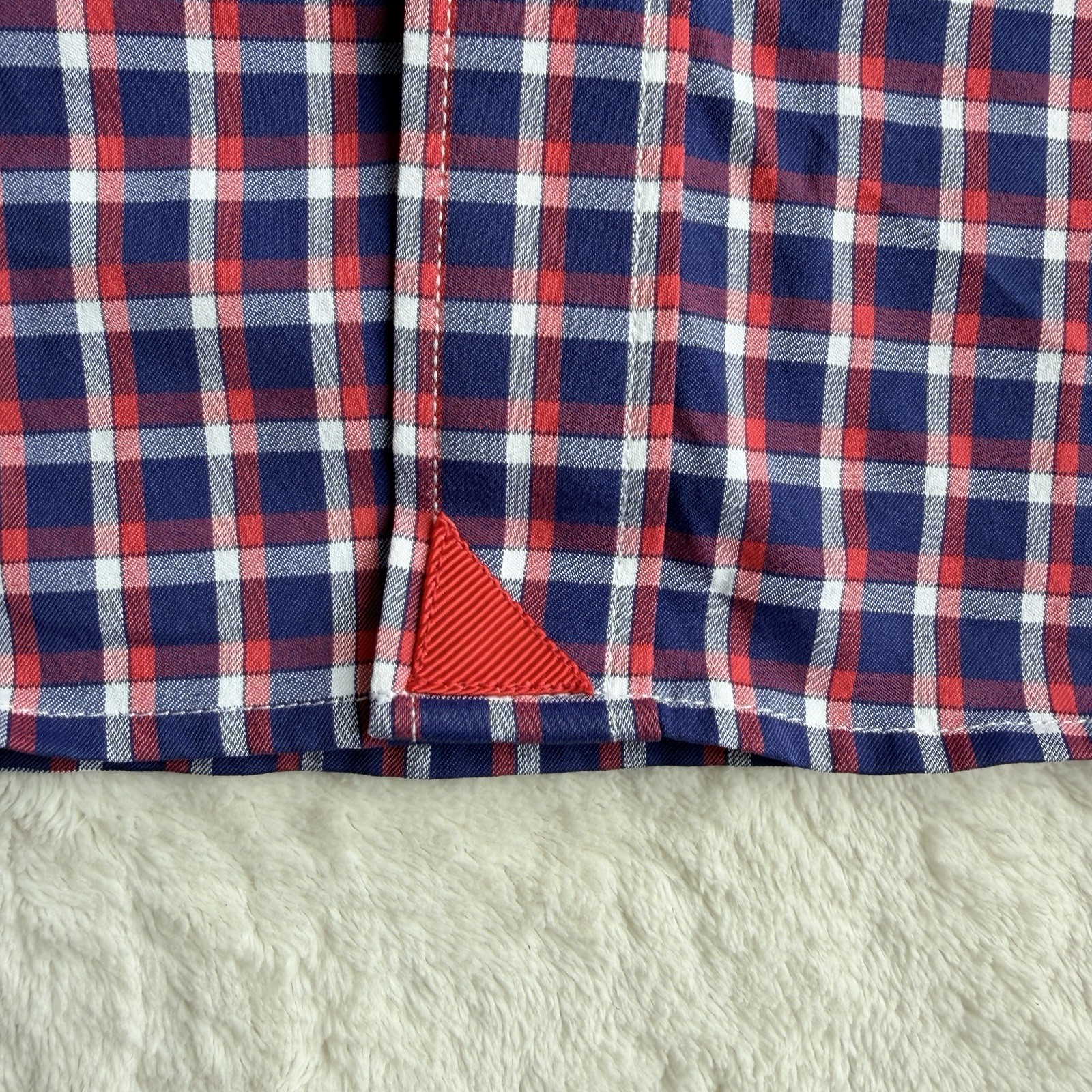 UNTUCKit Stretch Button Up Shirt Mens 2XLT Nylon Elastane Check Plaid Blue