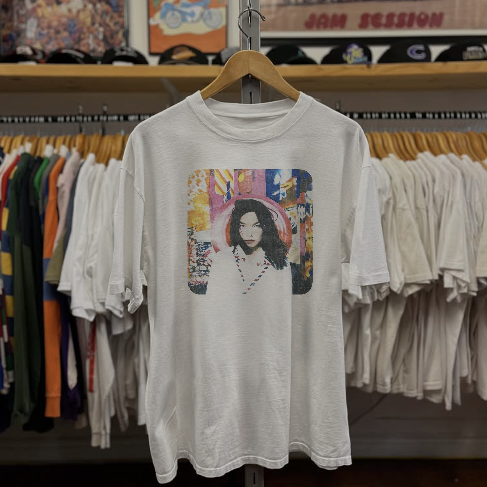 1995 Bjork Post Washed T-Shirt White L