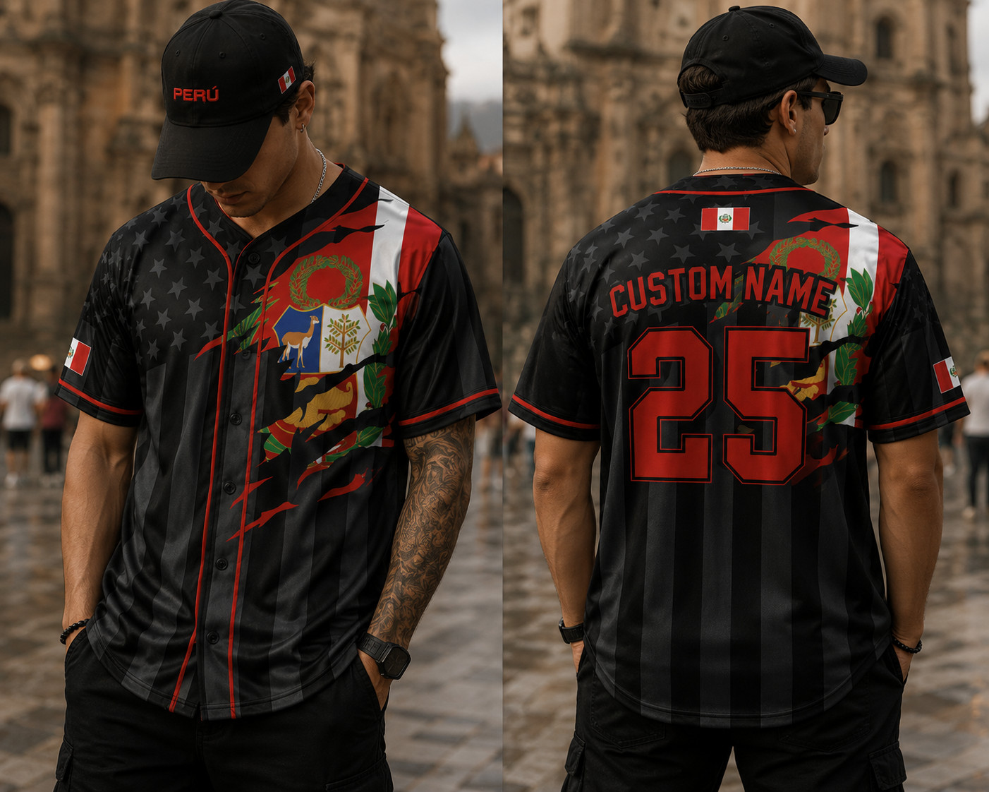 Custom Peru Baseball Jersey Shirt, Peru Flag Jersey Customize, Peruvian Shirt
