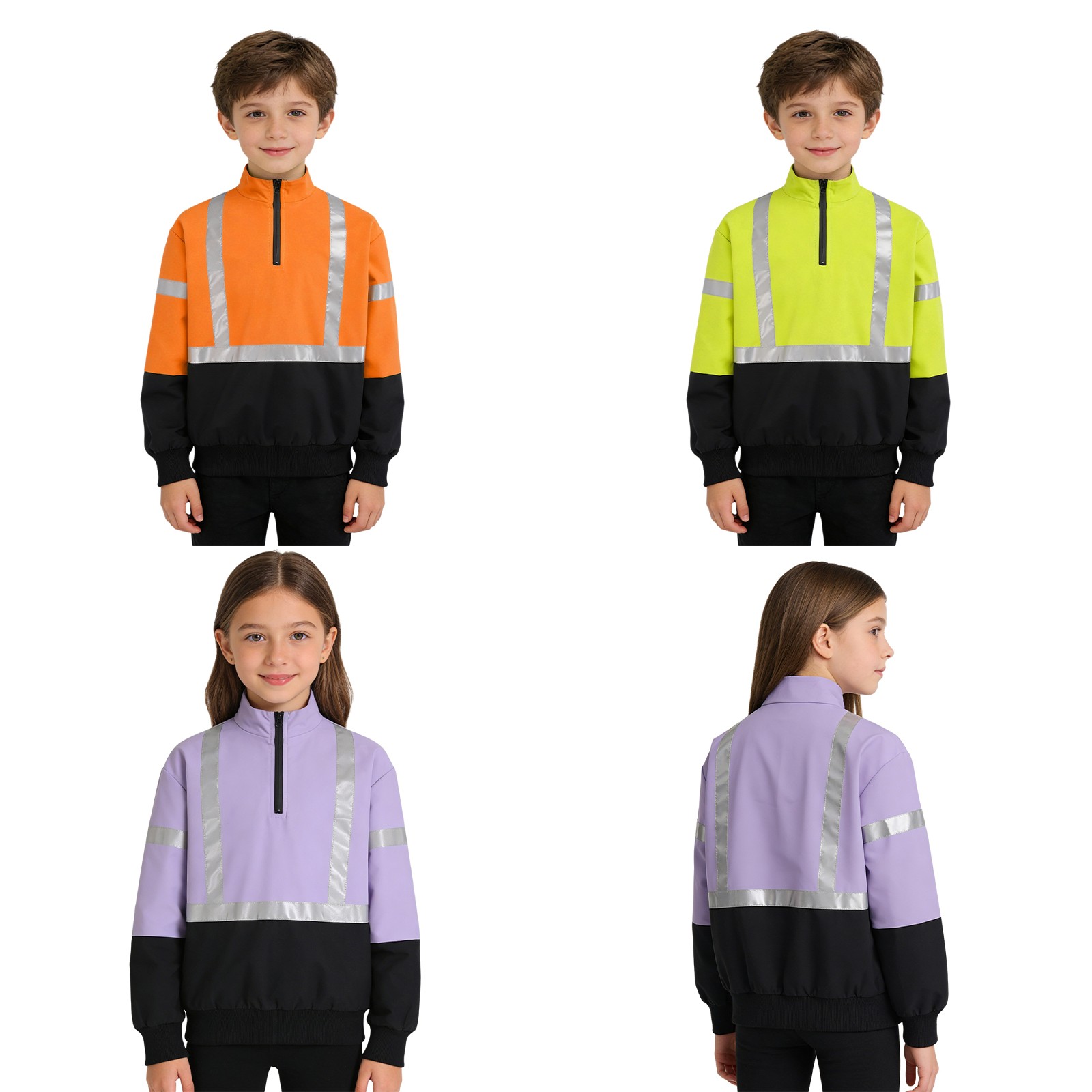 Unisex Kids Jacket Safety Tops Daily Wear Pullover Traffic Loose Fit Walking