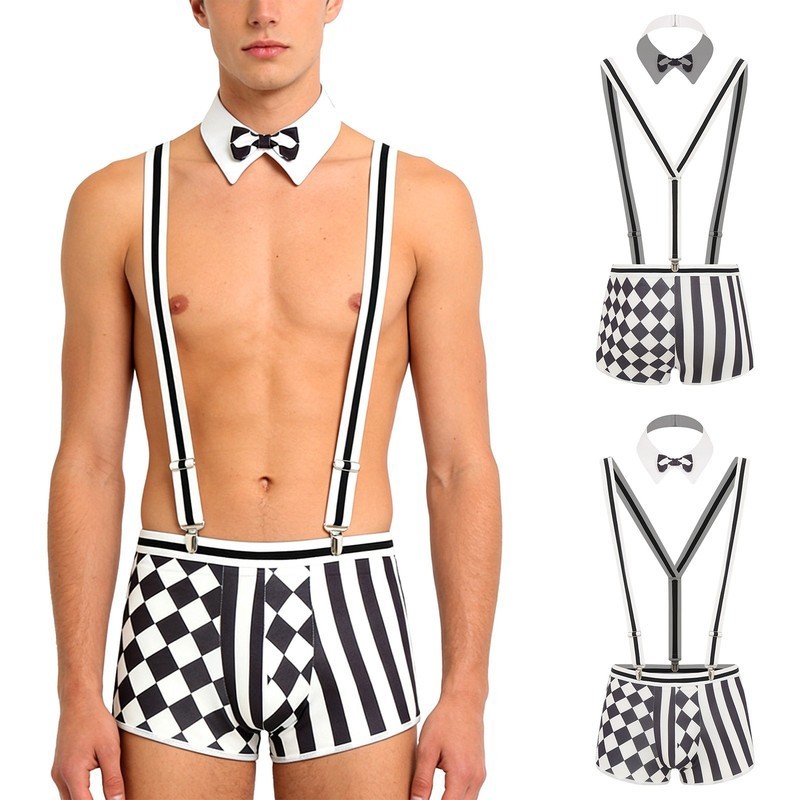 Men Uniforms Bar Manservant Sexy Underwear Waiter Cosplay Costumes Underwear Gay