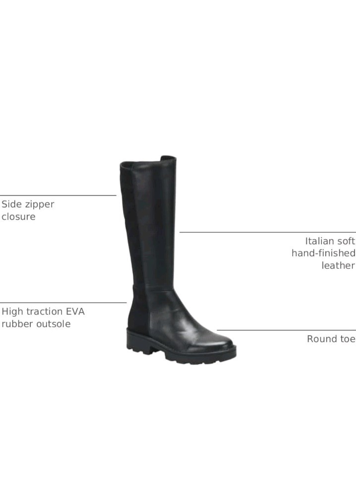Born Women’s Caraway Black Leather Stretch Tall Riding Combat Boots Zip Size 6.5
