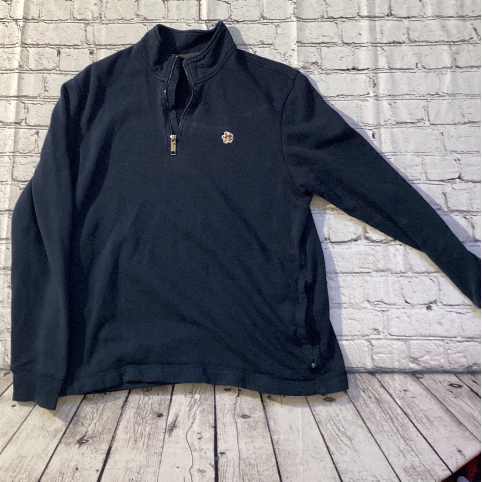 Ted Baker London Kilbrn Navy Blue Quarter Zip Sweatshirt Magnolia Logo Size 4 L