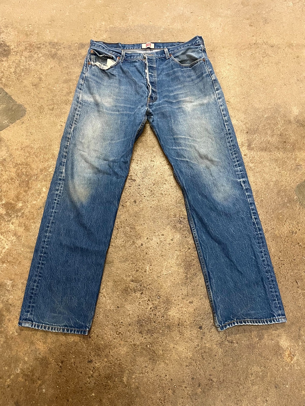 Levi’s 501 Original Shrink to fit Jeans Men 40×36 Blue Denim Button Fly Straight