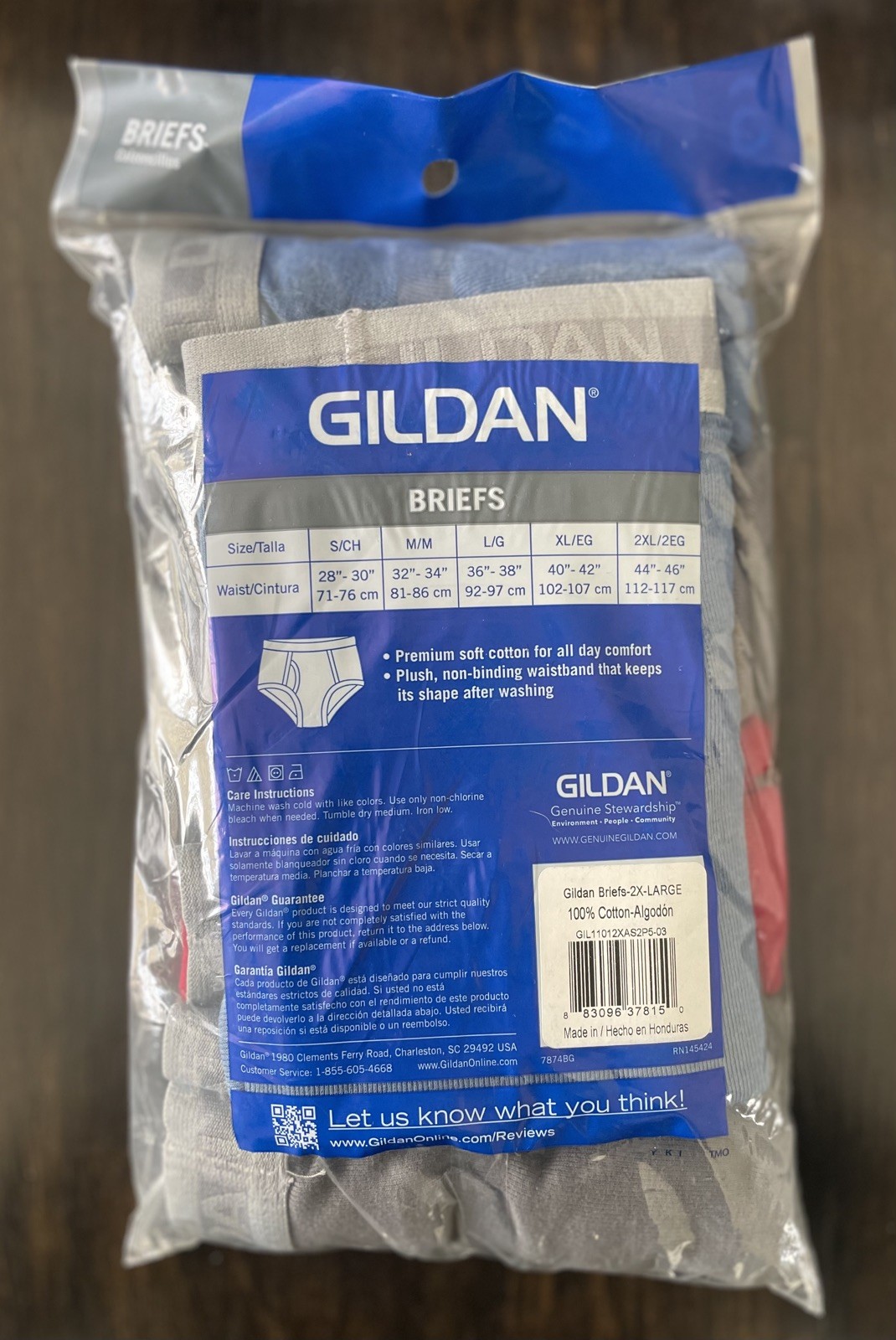 Gildan 5 Pack Men’s Cotton Soft Comfort Support Briefs Size 2XL Assorted Colors