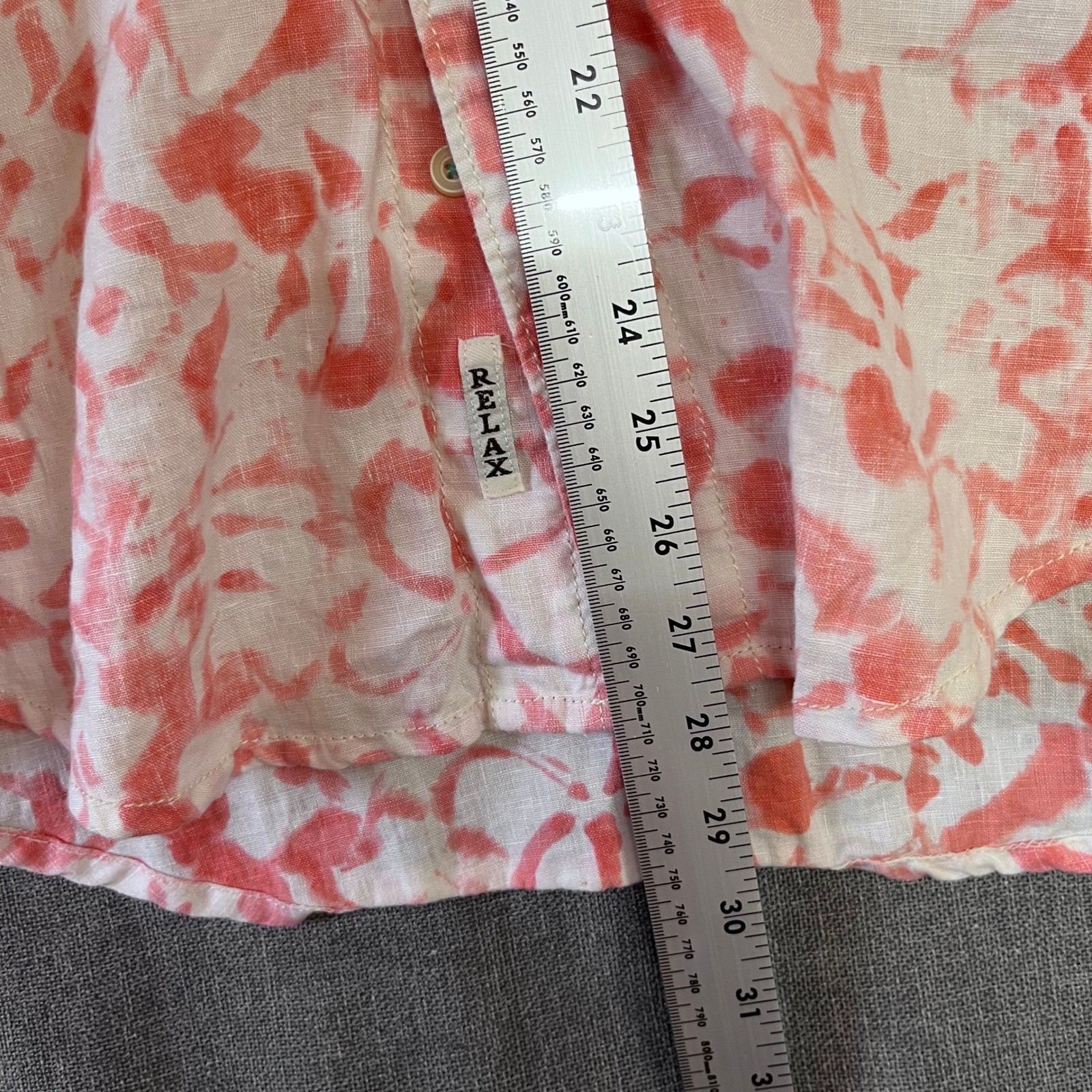 Tommy Bahama Relax Mens Large 100% Linen Pink White Floral SS Button Shirt