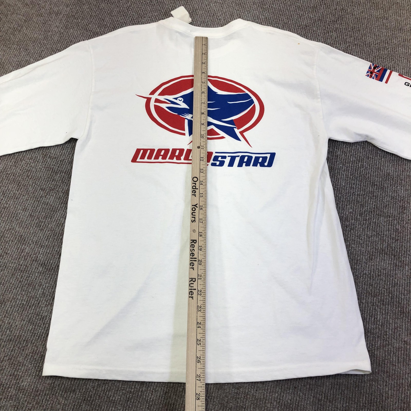 MarlinStar Hanes Shirt Mens Medium White Long Sleeve Graphic Tee Tagless Fish