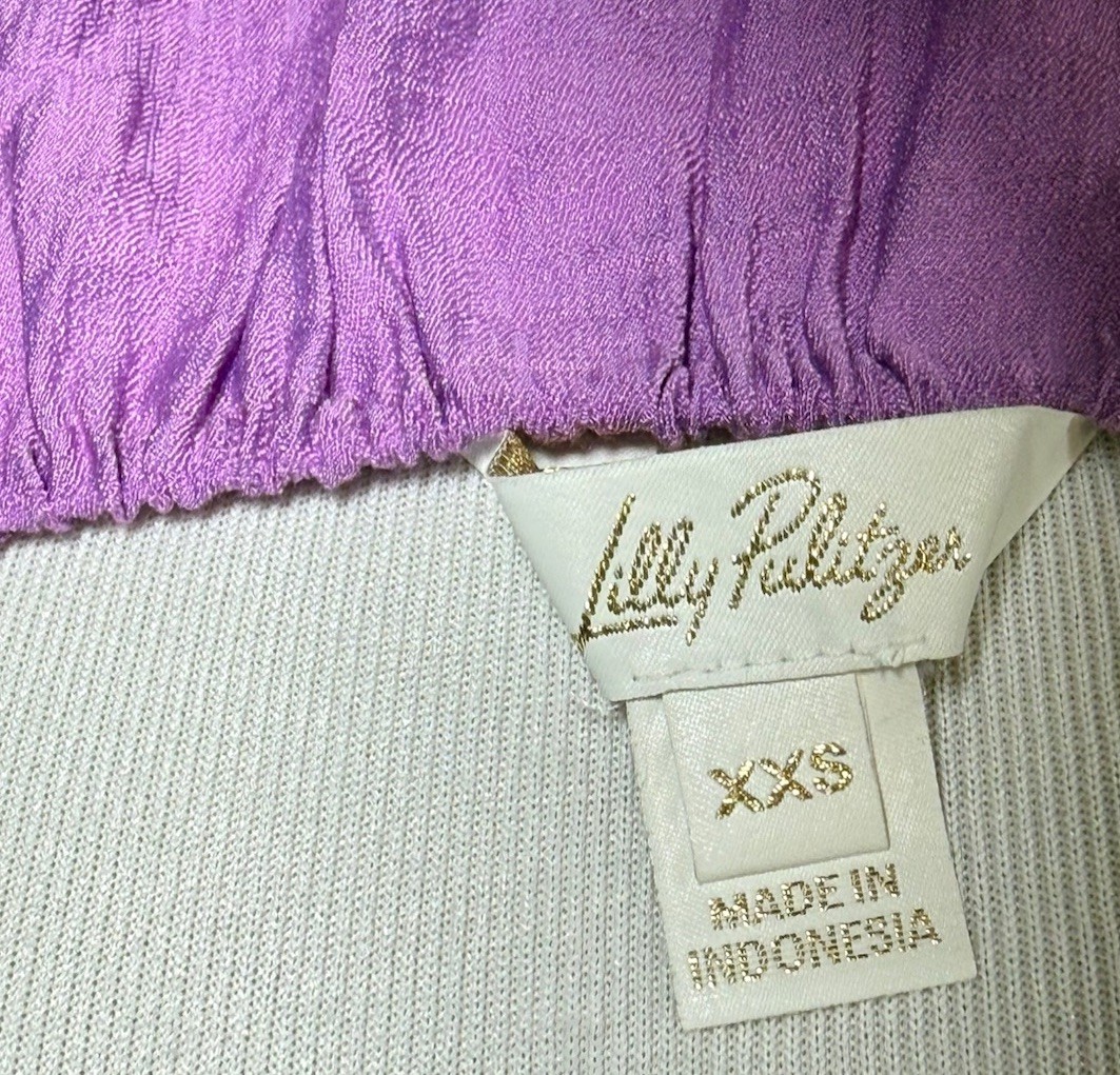 Lilly Pulitzer Caralisa Short Flutter Sleeve Blouse Lilac Purple XXS Extra Small