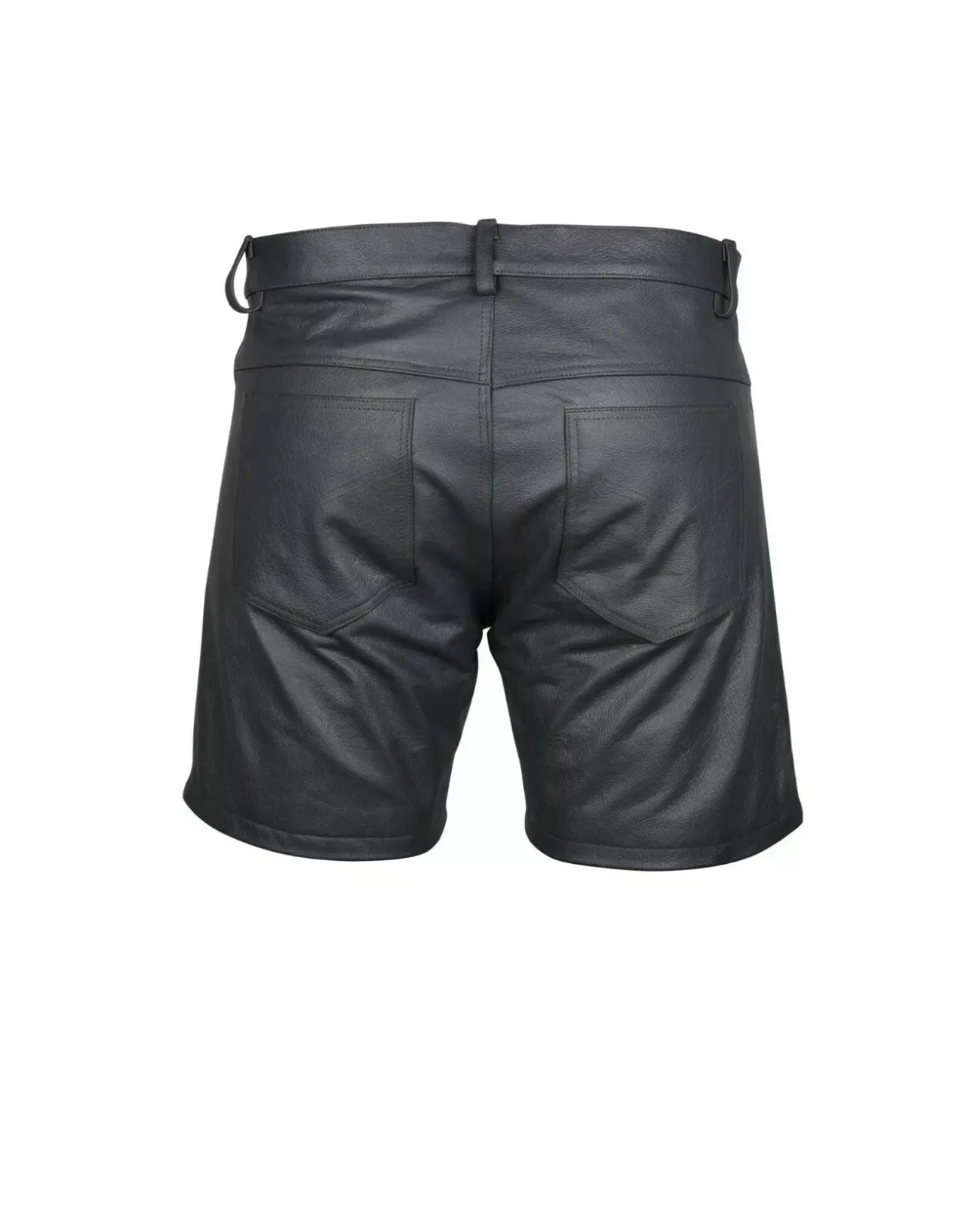 Mens,Cow Leather Shorts Black Casual 5 Pockets Short Zipper Fly Real Leather