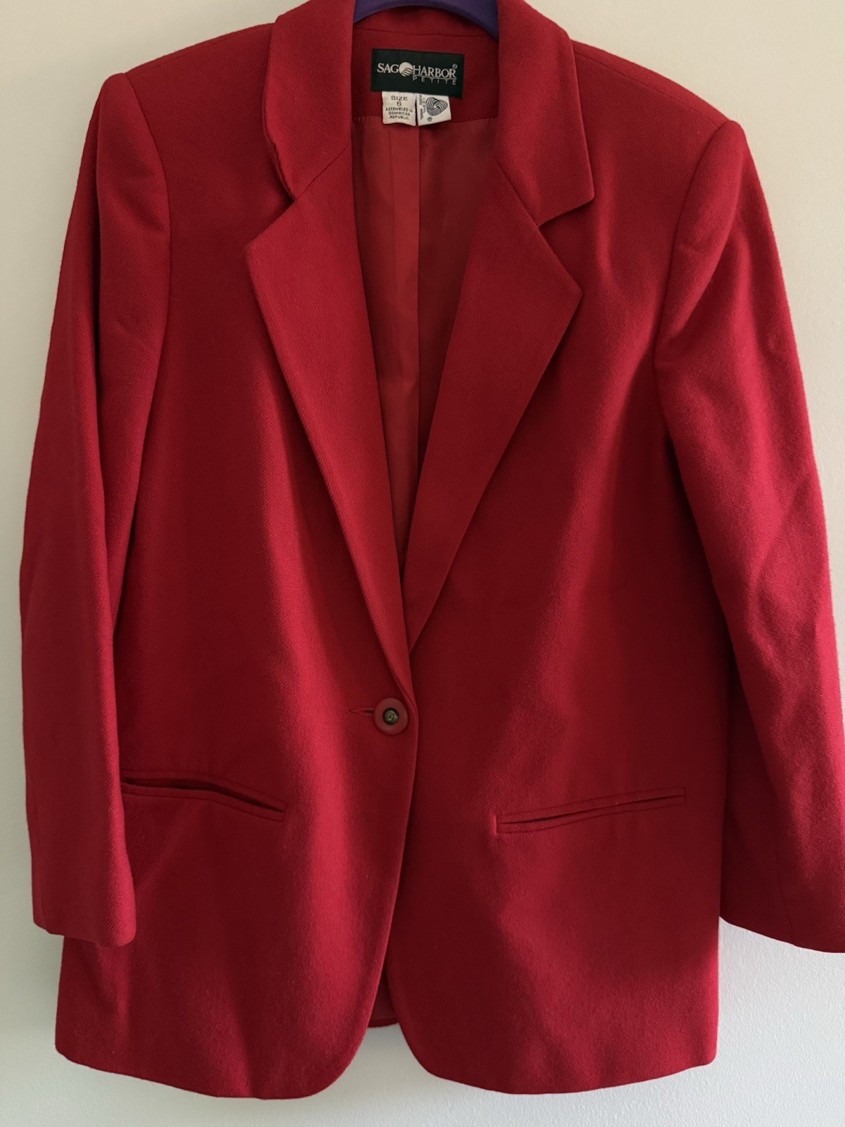 Vintage Women’s Sag Harbor 100% Wool Red Suit Blazer Size 6 petite