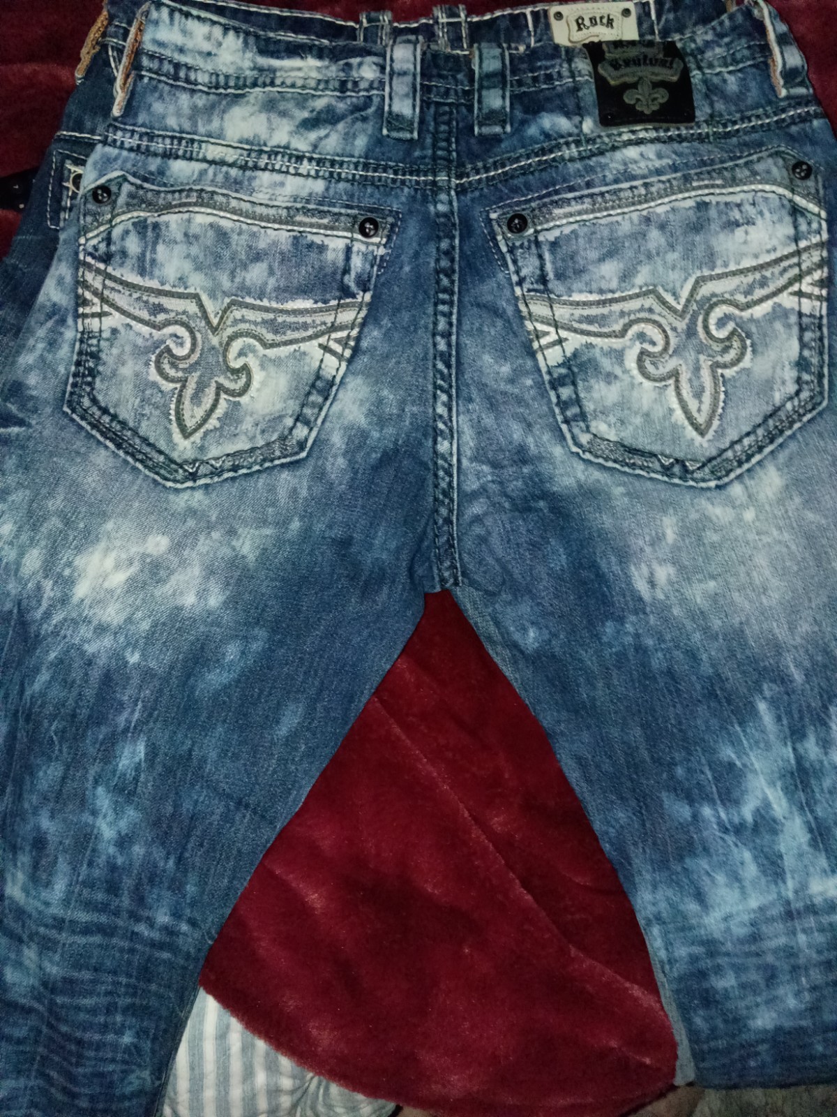 Rock Revival Men’s Blue Medium Wash Slim Fit Denim Jeans 5-Pocket Logo 6 pairs