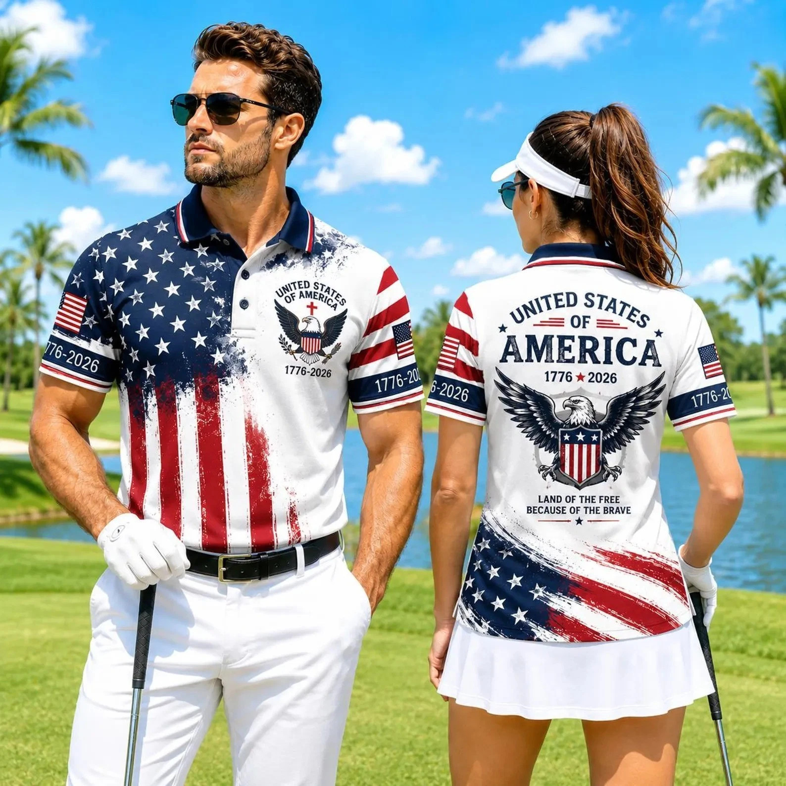 4th Of July Outfit 250th Anniversary Polo Shirt, America Eagle Flag Polo