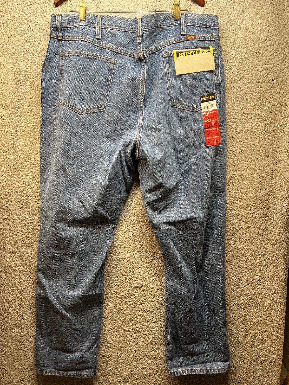 Rustler by Wrangler Jeans Mens 44×32 Blue Regular Fit Straight Leg Denim