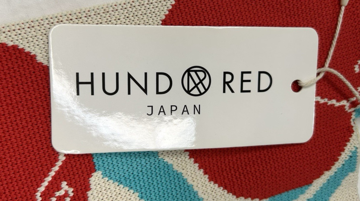 NWT Hund Red Japan Knitted Fabric Hand Bag Tulip Print Adorable