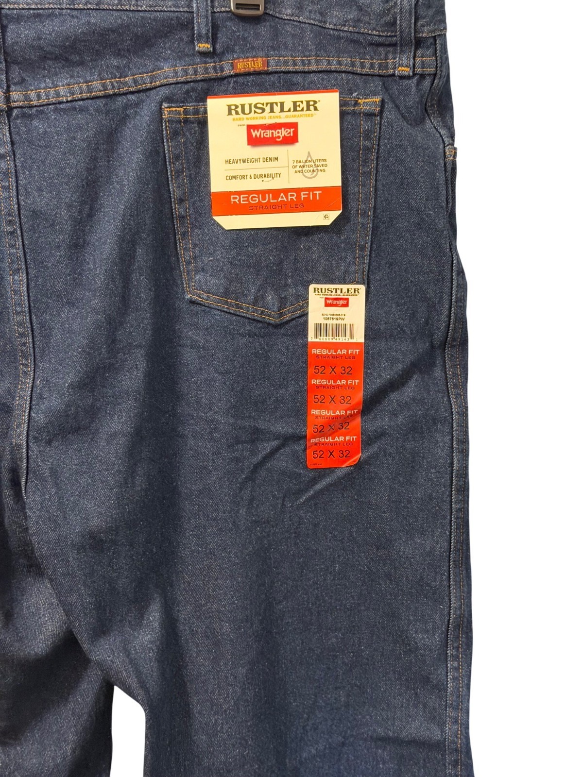 Rustler By Wrangler Mens Regular Fit Jeans 52×32 Blue Denim Jeans. NWT