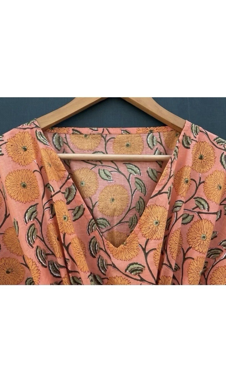 Indian Vintage 100% Cotton Long Beach Maxi Kaftan Dress One Size Caftan Kimono