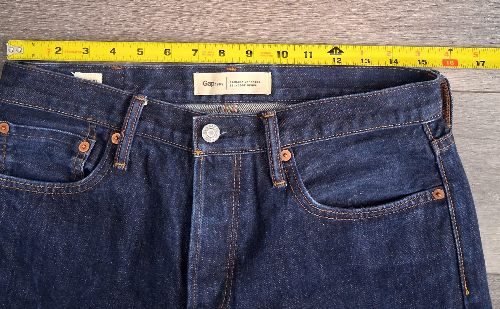 Gap Kaihara Japanese Raw Selvedge Denim Blue Jeans Button Fly Mens Size 31×28