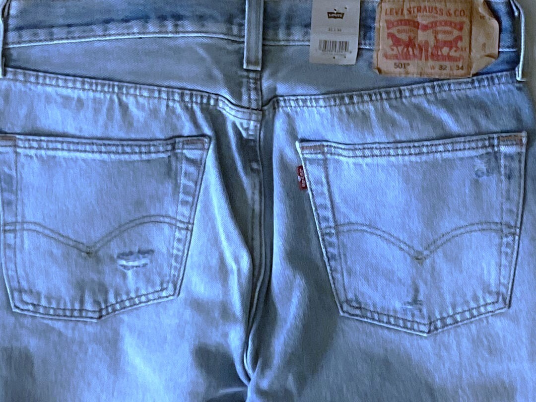 Levi’s 501 Original Button Fly 3348 Light Blue Size 32×34 Non-Stretch DX NWT $80