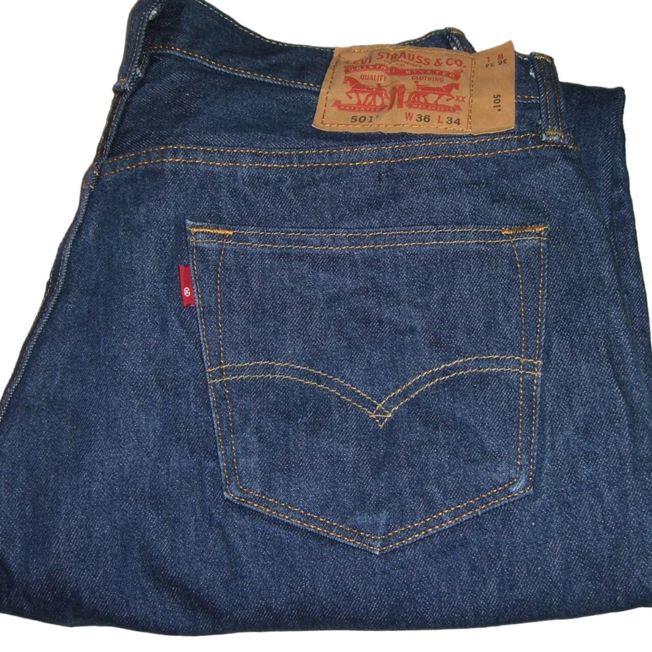 LEVI’S Jeans 501 Straight Leg Denim W36 L32 Dark Blue (0000) Mens Strauss & Co.