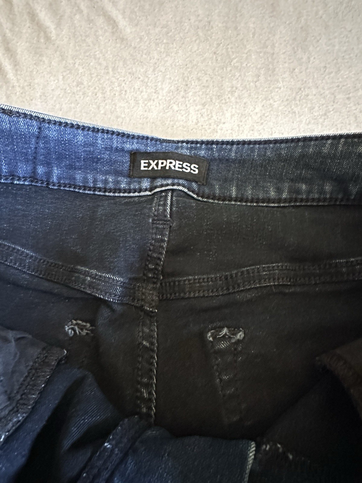 Express Women’s Skinny Jeans Dark Wash Blue Denim Slim Fit 5-Pocket Button
