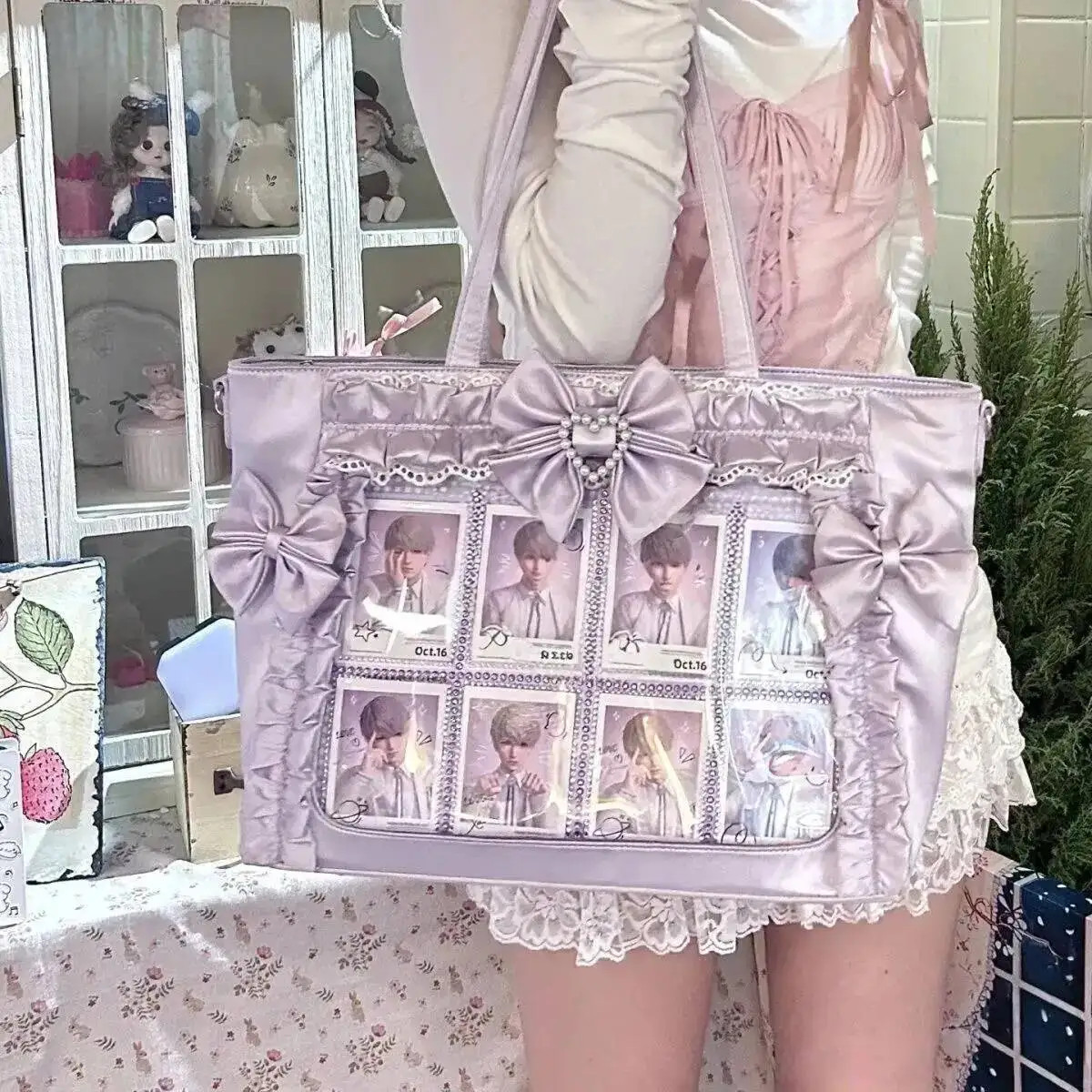 Y2K Lolita Ita Bag, Cute Sweet Clear Shoulder Bag for DIY Display