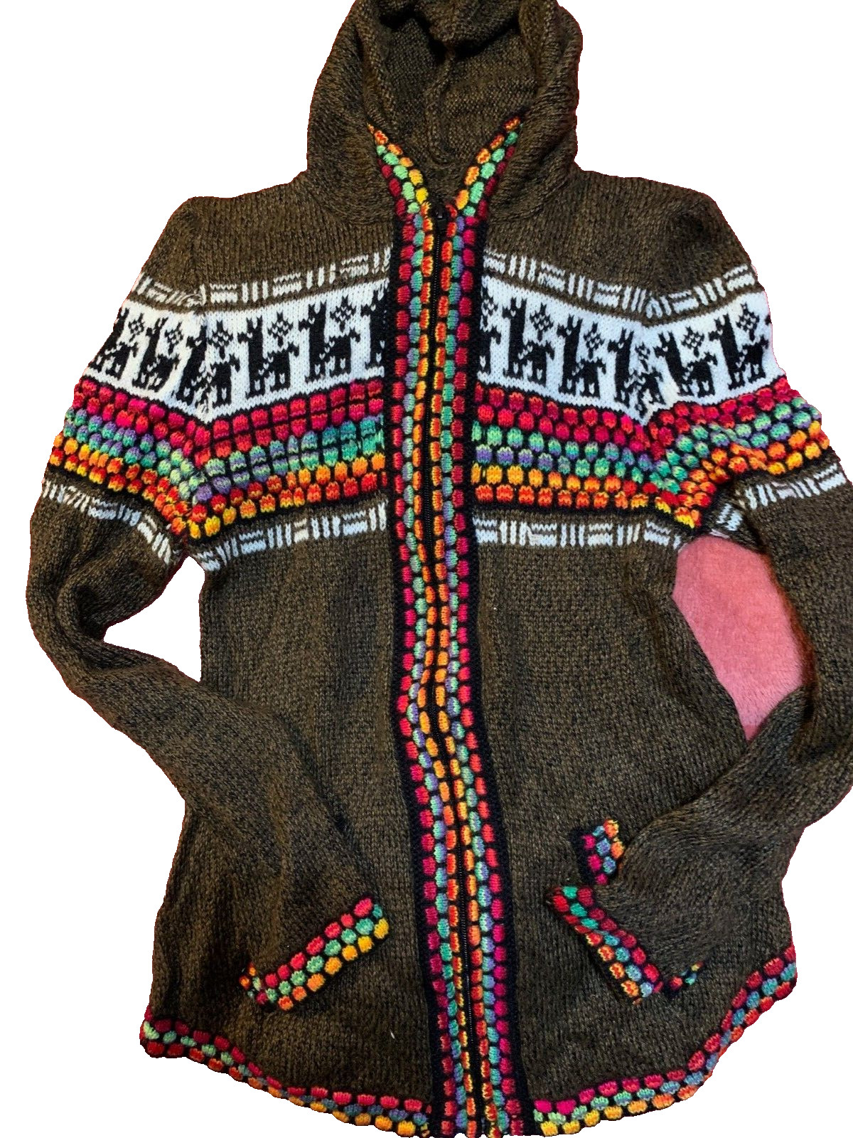 Alpaca 100% Albinaas Peru NEW Women’s Sweater Zip/Pocket Jacket M/ AS-531-2