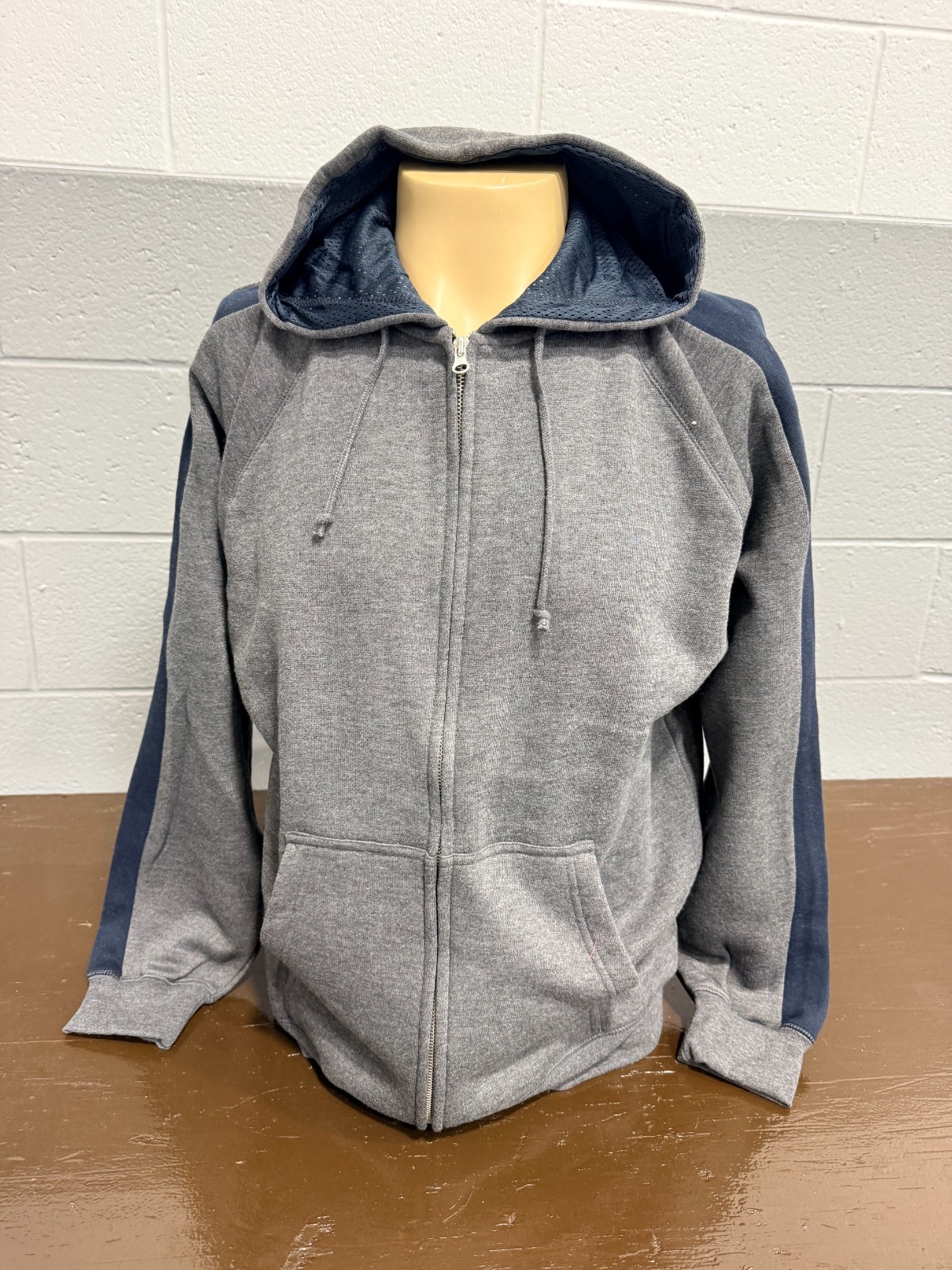 J. America Grey/Navy Full-Zip Hoodie