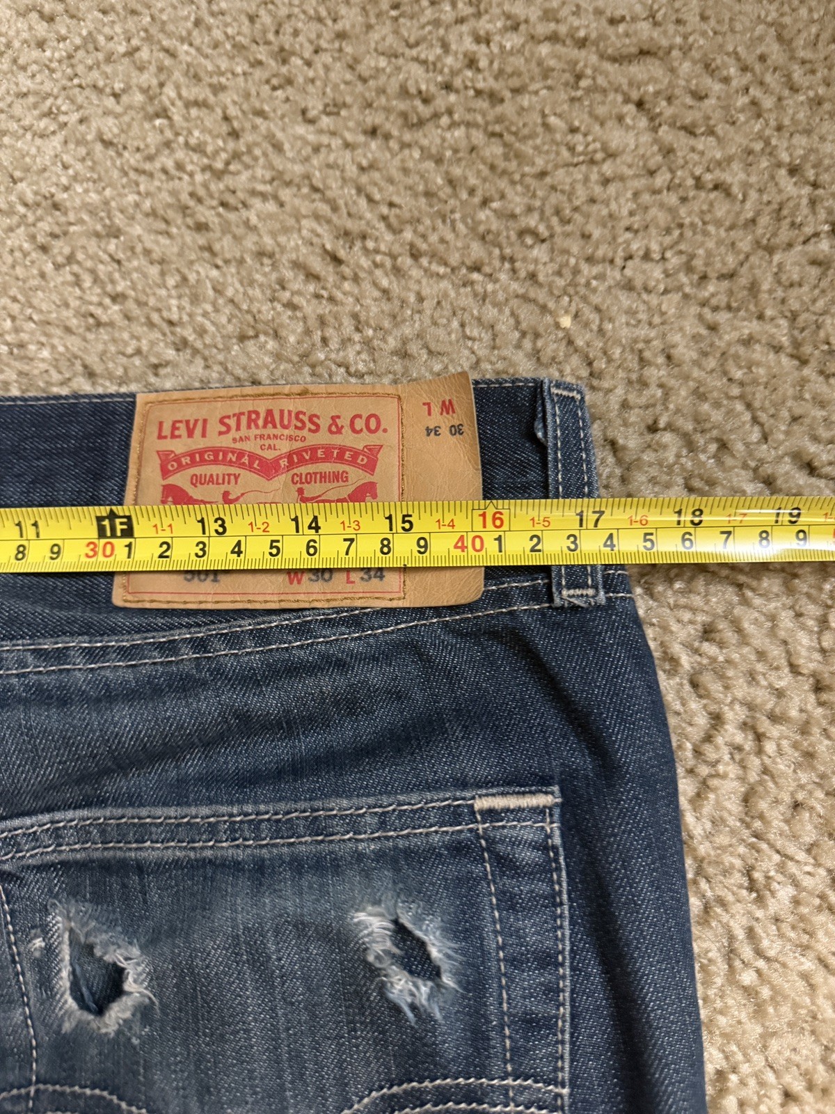 Levi’s 501 Jeans 2 Pair Men’s Size 30×34 Button Fly Denim Distressed Holes Pics