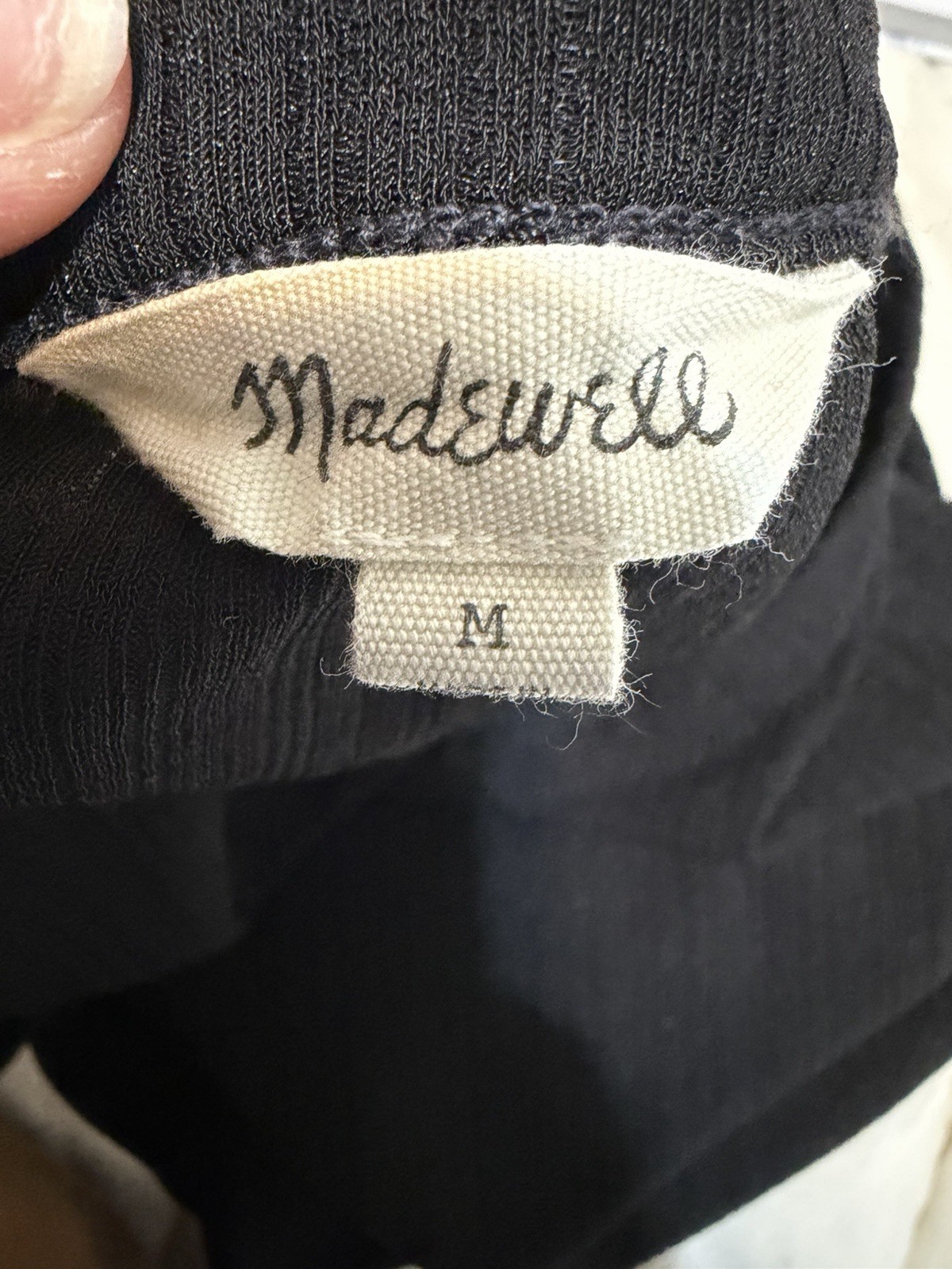 Madewell Black Semi Sheer Lettuce Edge Tee Ribbed Mesh Whimsigoth Shirt Medium
