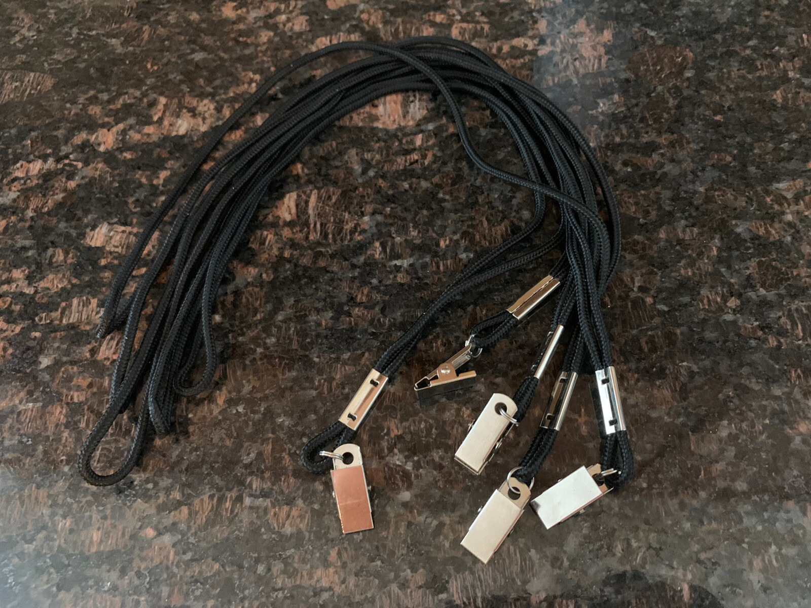 Office Depot Lanyards 5 Count 36″ Long Black. Durable Strap Alligator Clip