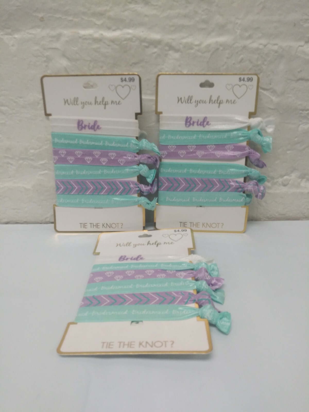 3 ‘Will You Help Me Tie The Knot?’ Bride/Bridesmaid Hair Ties (5 Count)