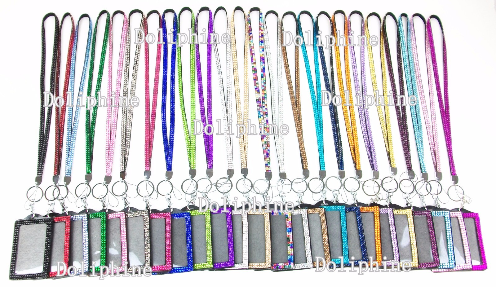 Wholesale Multi-Colored Rhinestone Neck Bling LANYARD with Vertical ID Badge