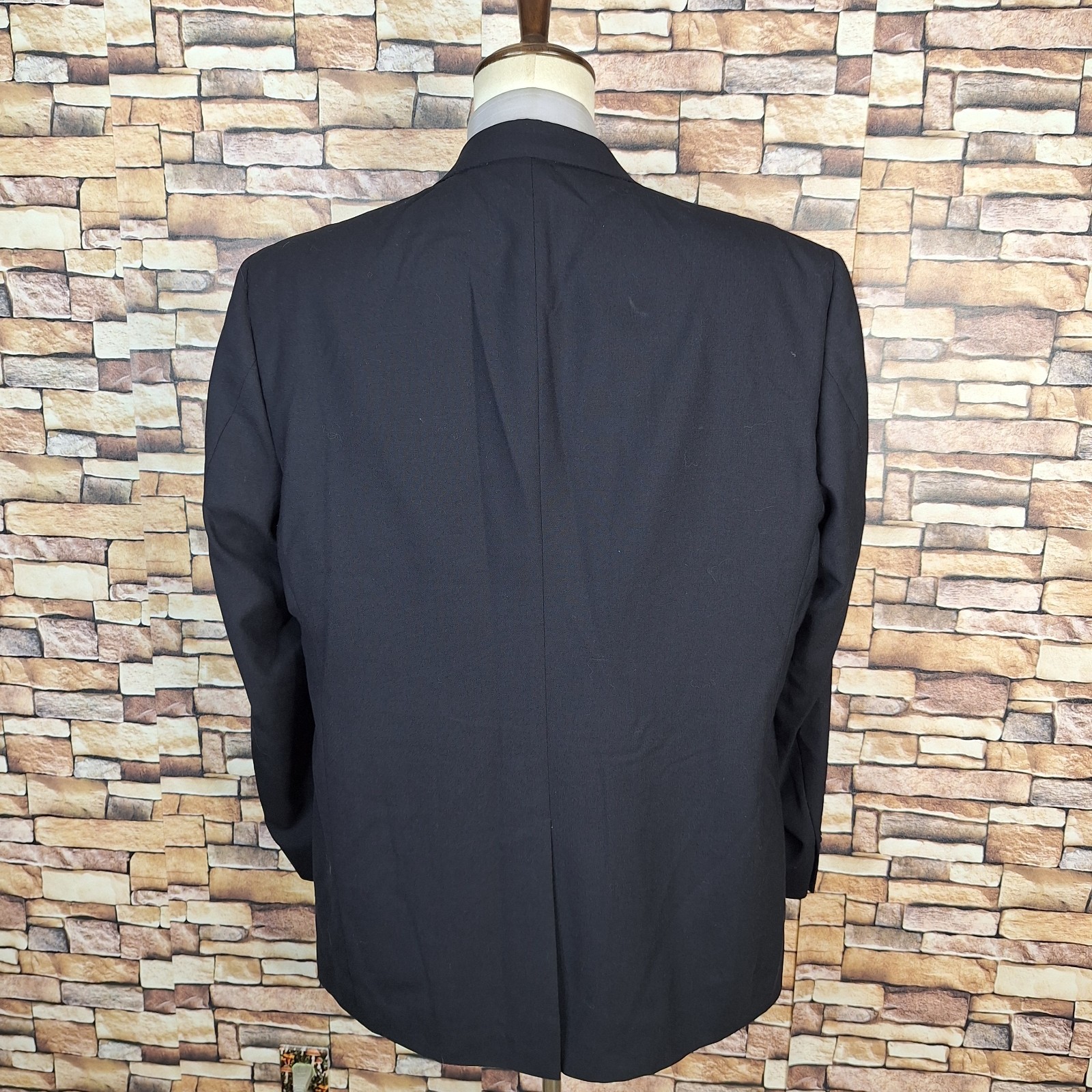 Evan Picone 2 Piece Suit Mens 50L 42X33 Black Vintage Single Vented Wool