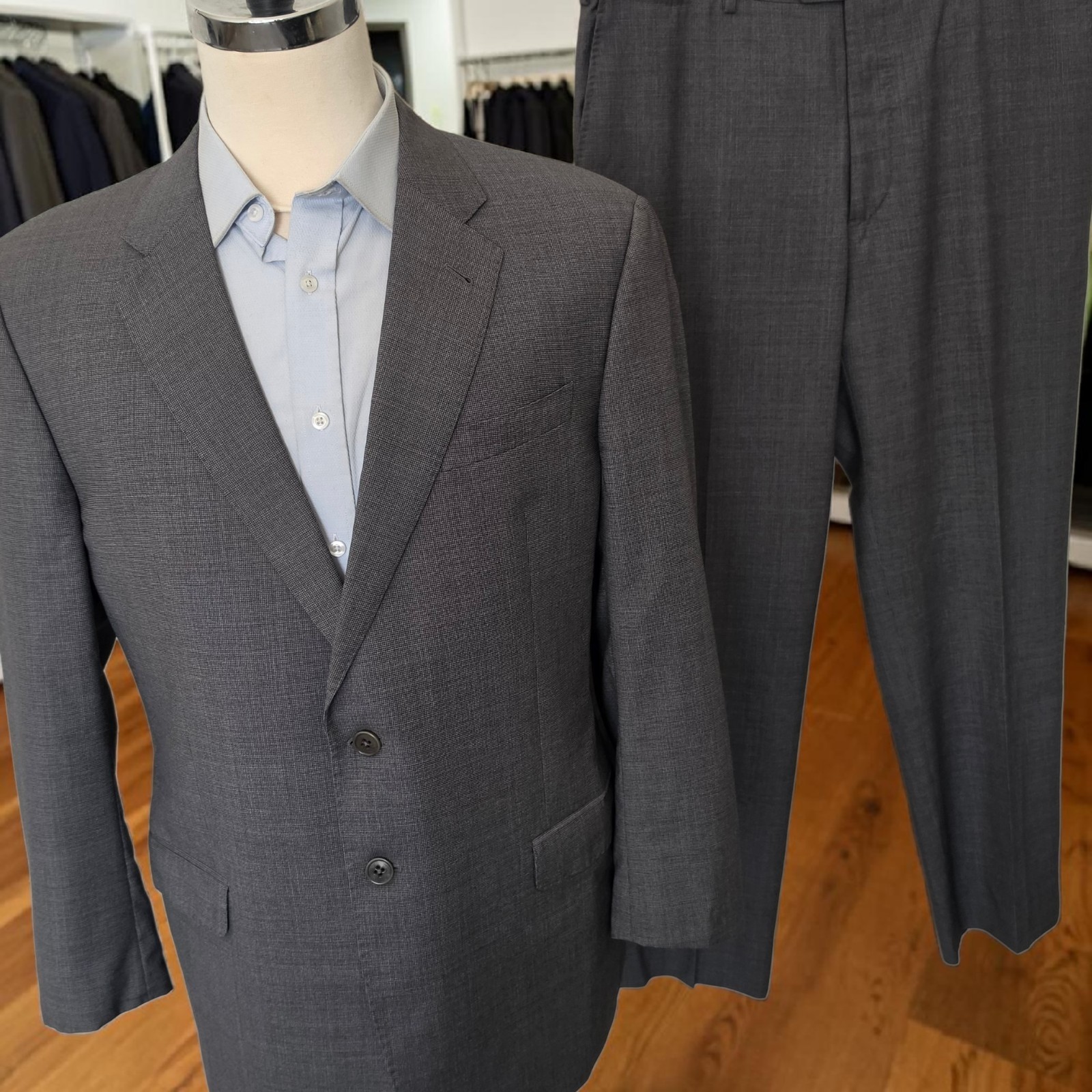 Giorgio Armani Soft Black Label Suit 58IT 37×29 46S USA Basketweave