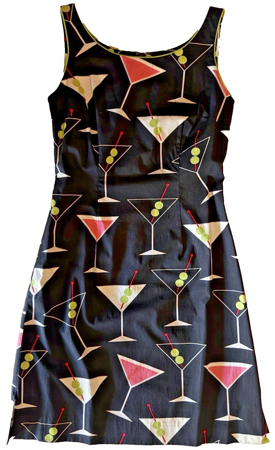 Becky & Max Y2K Black Martini Print Sleeveless Dress sz 2 NWOT